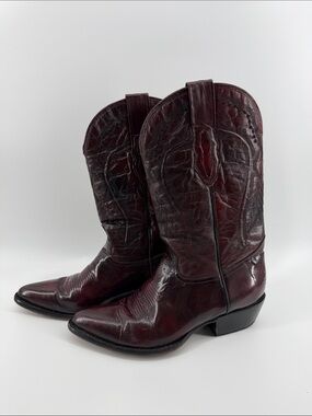 VTG Denver Boots Black Cherry Leather Cowboy Western Gothic Festival Sz11